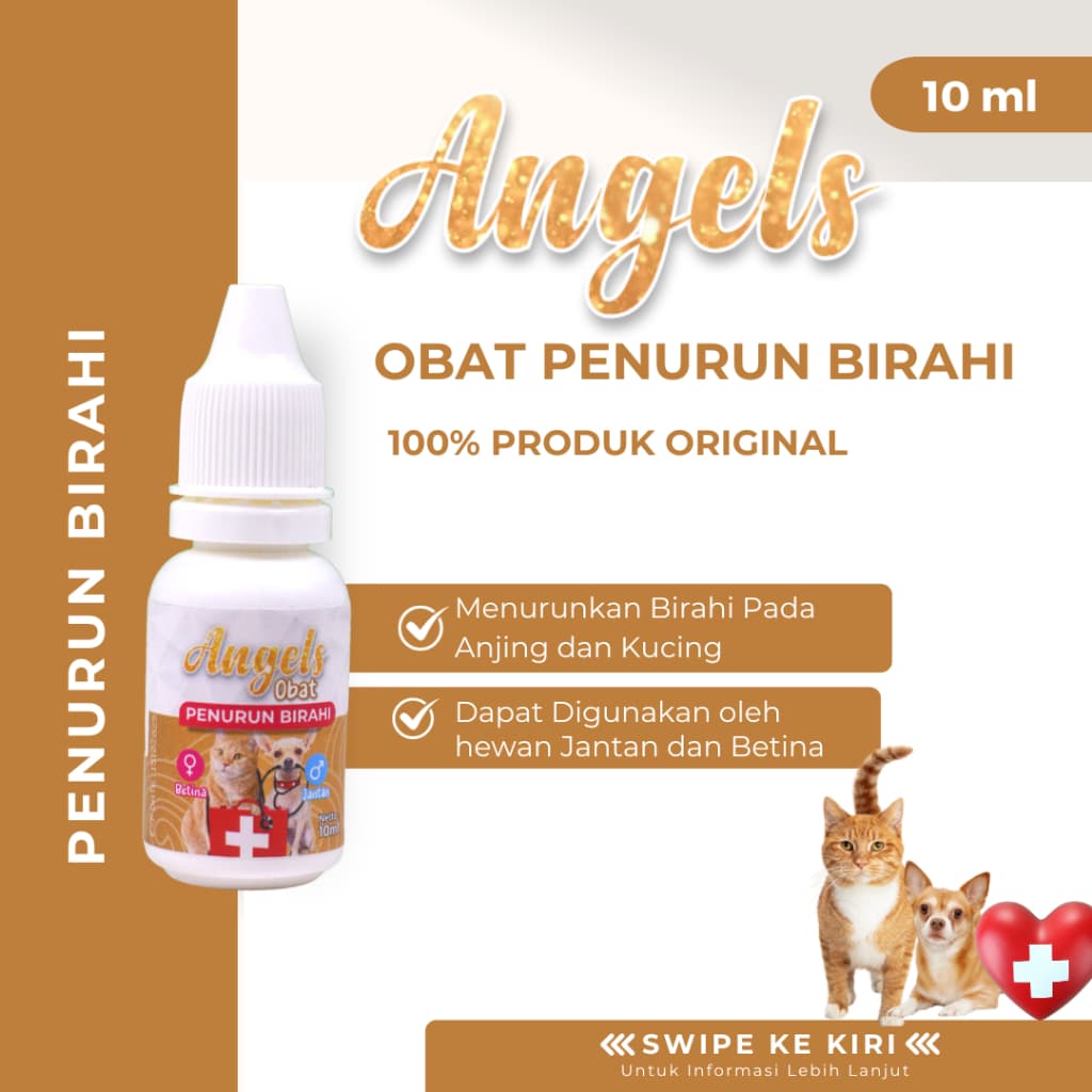 Angels Obat Penurun Birahi Hewan 10ML Kucing Anjing Jantan Betina Pet - gambar 1