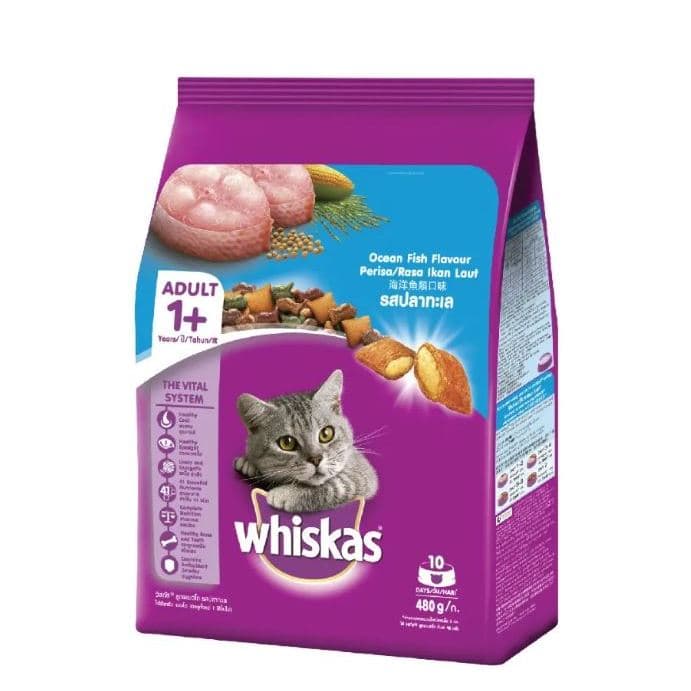 Whiskas Adult Ocean Fish 480g Makanan Kucing Dewasa Cat Food — gambar 1