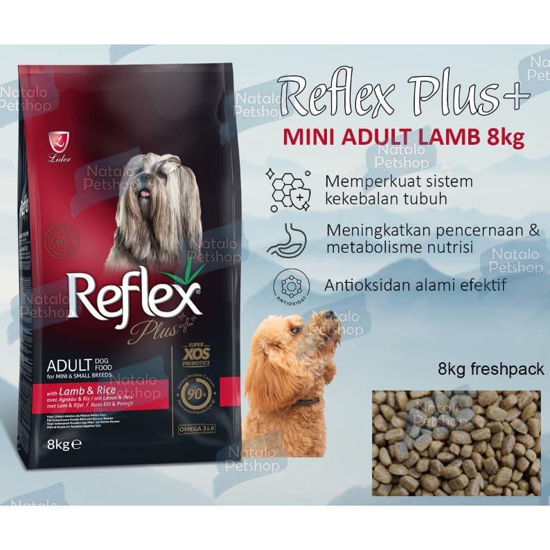 Reflex Plus Mini Adult Lamb & Rice 8kg Small Breed — gambar 1