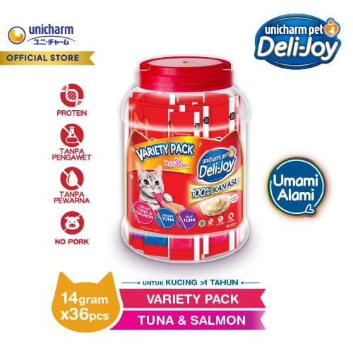Deli-Joy/Deli Joy Toples Variety Tuna & Salmon 14g x 36 — gambar 1