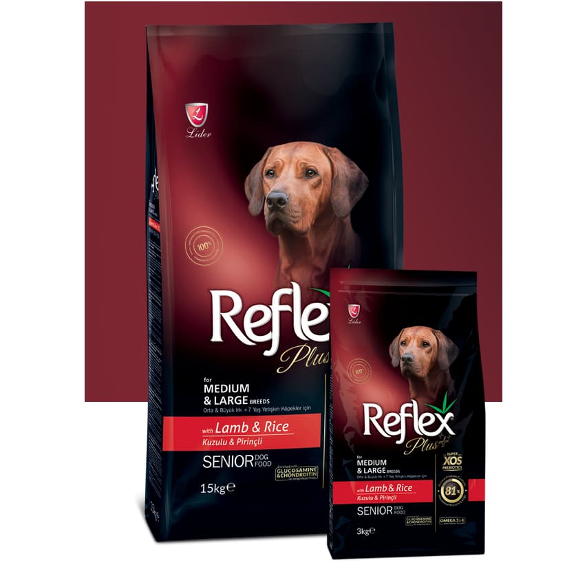 Reflex Plus Medium & Large Breed Senior with Lamb & Rice 3kg — gambar 1