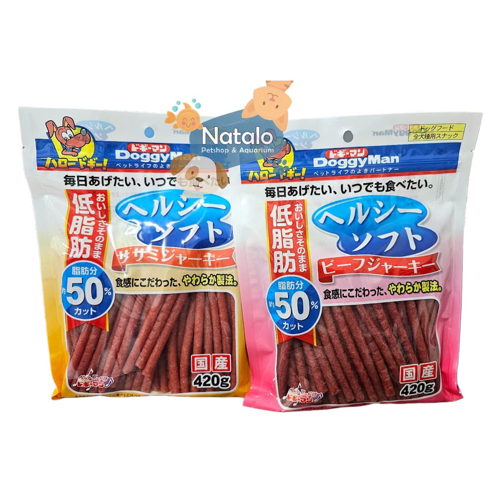 DoggyMan Low Fat Jerky 420g Snack Stick Beef Chicken Jajan Anjing — gambar 1