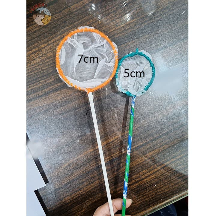 Tanggok Ikan / Serokan Kecil Gagang Kayu Murah Cupang Hias 5cm 5CM - gambar 1