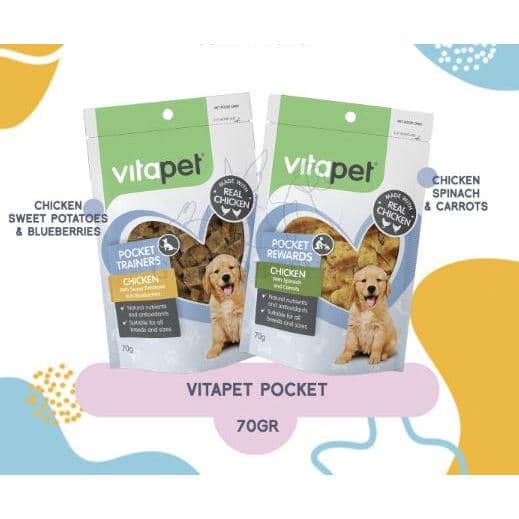 Jerhigh Vitapet Pockets 70g Dog/Puppy Treats/Snack Anak Anjing — gambar 1