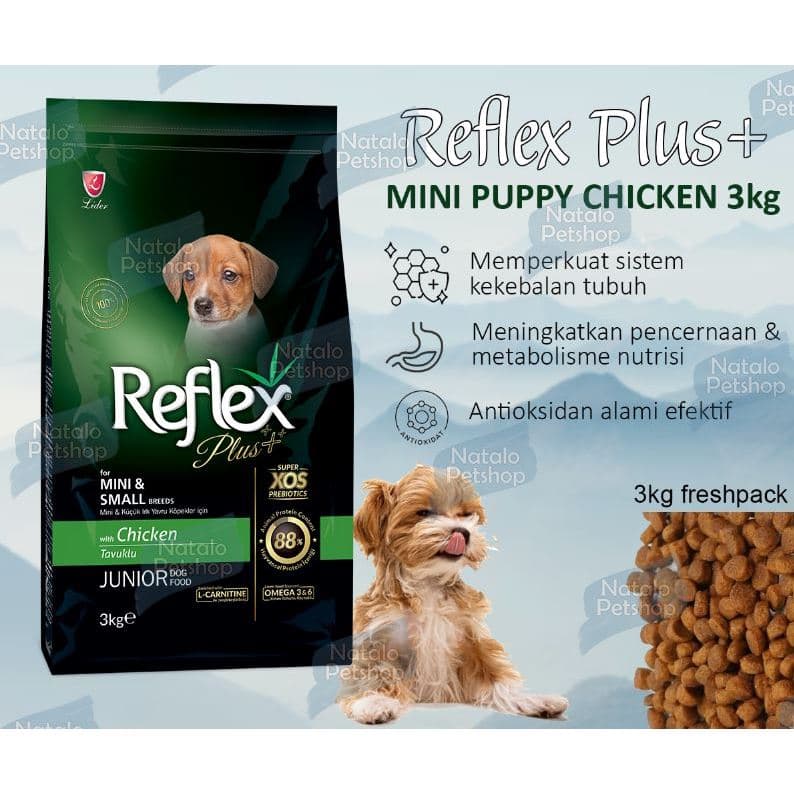 Reflex Plus Mini Puppy Chicken 3kg Small Breed Junior — gambar 1