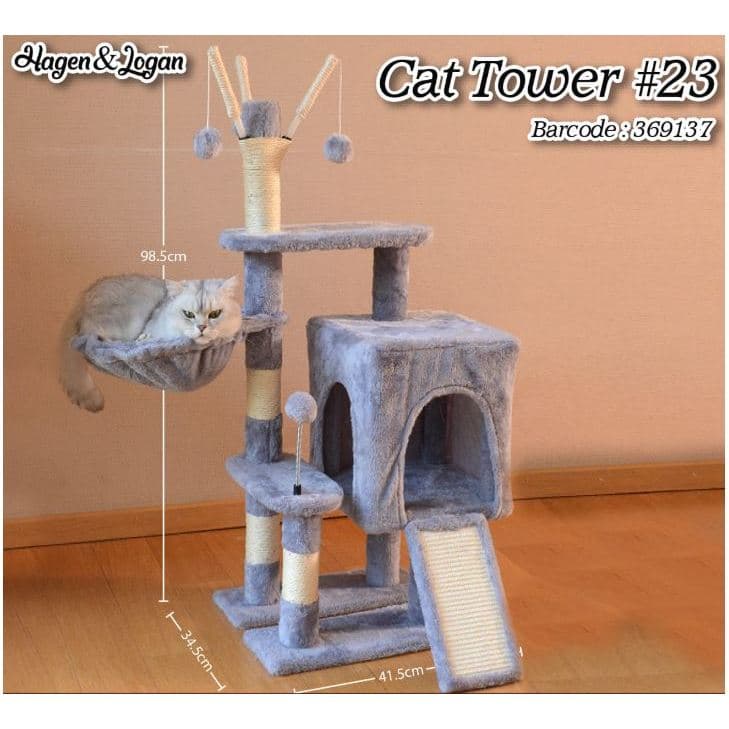 Cat Tower 23 Papan Garuk Mainan Kucing Toy Scratcher Garukan Condo — gambar 1