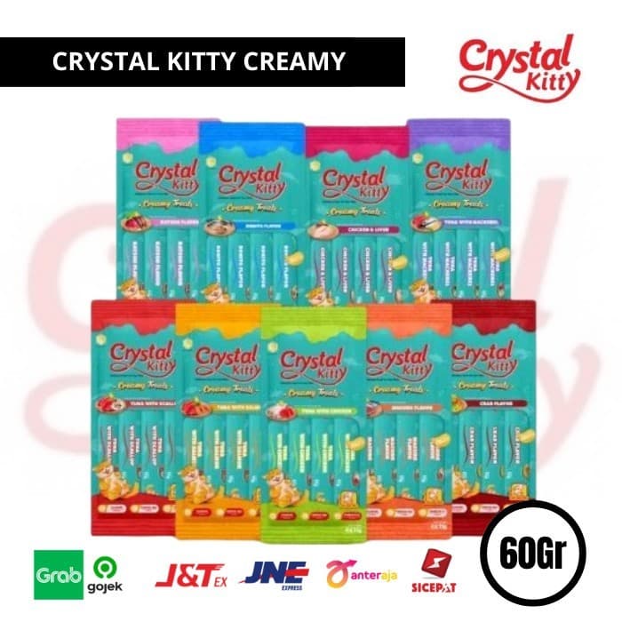 Crystal Kitty Creamy - Snack Jajan Kucing Kesukaan Kucing 4pcs x 15g — gambar 1