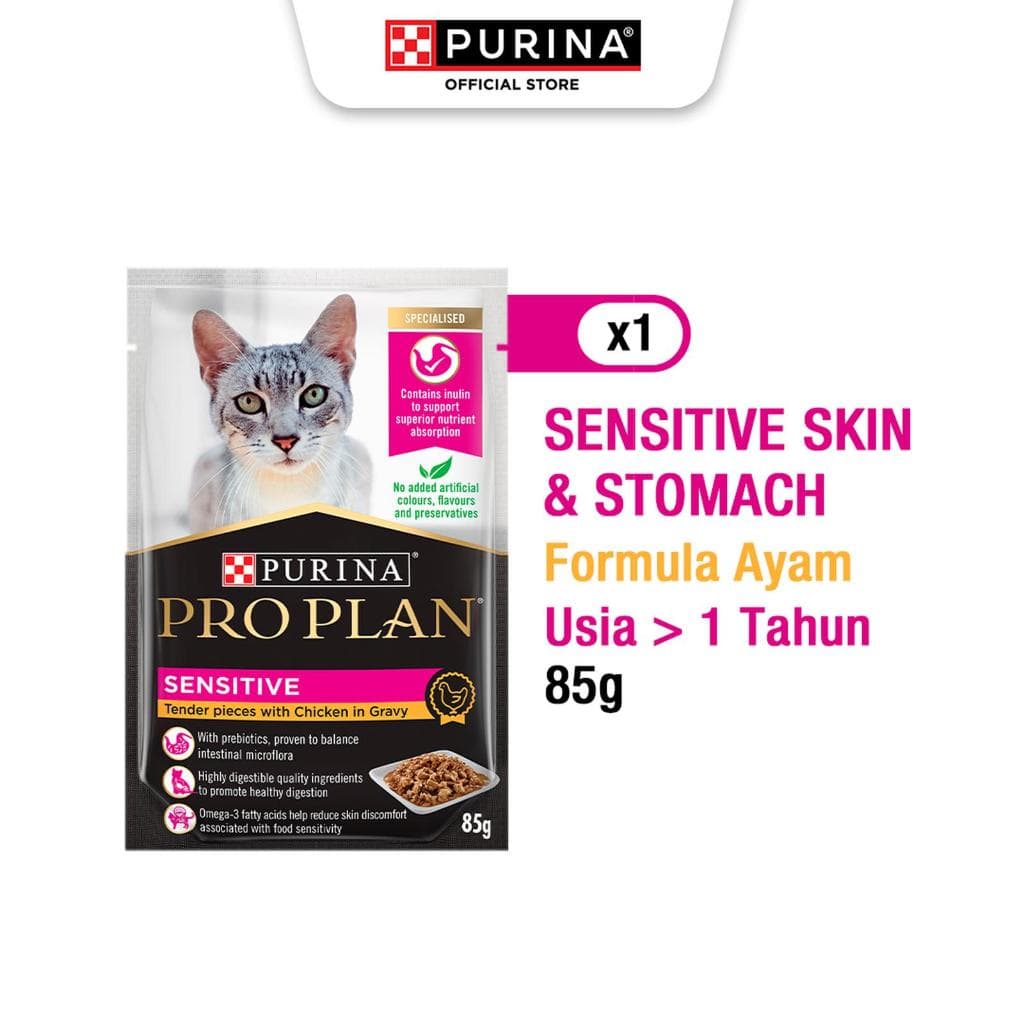 Pro Plan Pouch Adult Sensitive Skin & Stomach — gambar 1