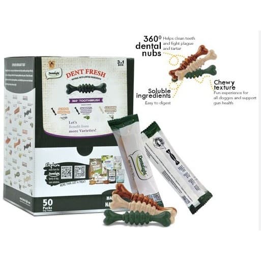 Dentalight Dental Chew 360 Fresh Toothbrush 8g Fresh Breath Dog Treats — gambar 1