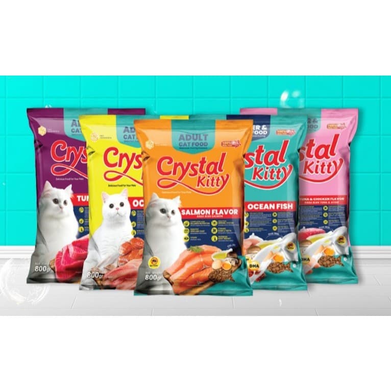 Crystal Kitty Dry Adult Cat Food 800g — gambar 1