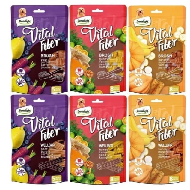 Dentalight Vital Fiber Brush 80g Dental Dog Snack Treat Anjing untuk — gambar 1