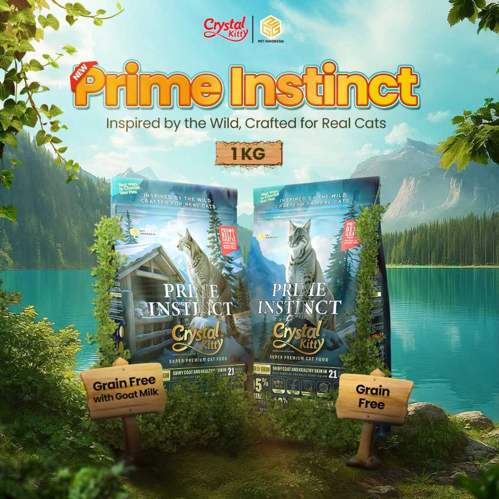 Crystal Kitty Prime Instinct Super Premium Cat Food Hair & Skin Care — gambar 1