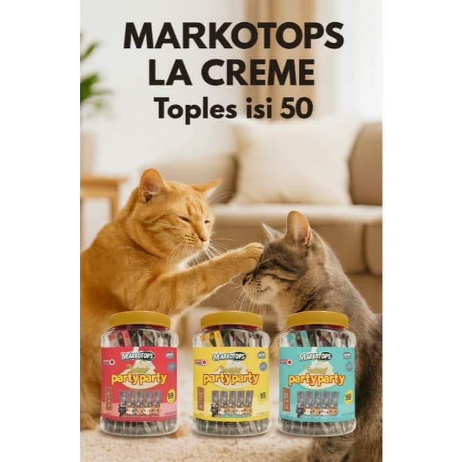 Markotops La Creme Toples Creamy Cat Snack isi 50pcs x 15g — gambar 1