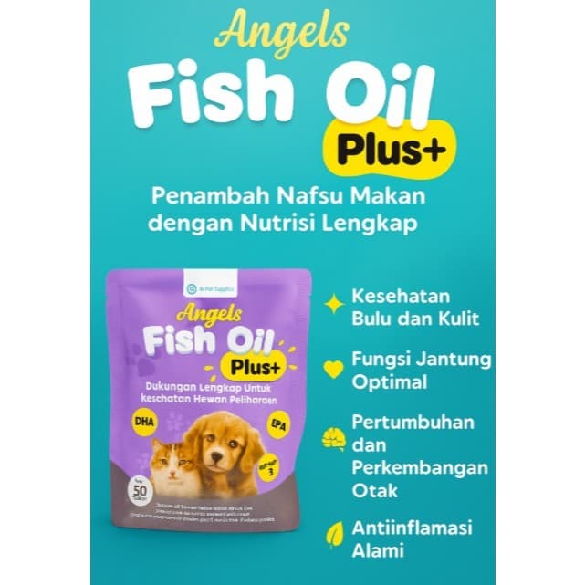 Angels Pet Care Fish Oil Penambah Nafsu Makan & Vitamin Bulu isi 10 — gambar 1