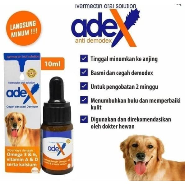Adex 10ml - Obat Anti Demodex Anjing - Ivermectin Oral Solution — gambar 1