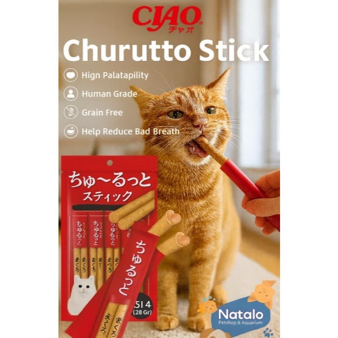 Ciao Churutto Stick 28g/4x14g Snack/Cemilan Kucing Jilat Cat Food — gambar 1