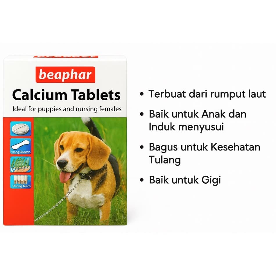 Beaphar Calcium Tablets 108g isi 180 Tablet/Vitamin Suplemen Kalsium — gambar 1