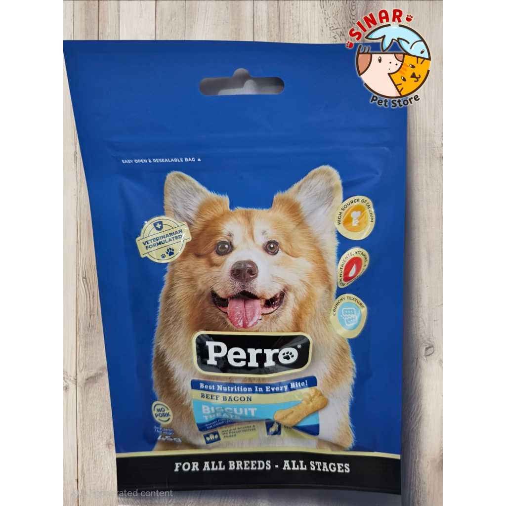 Perro Biscuit Treats Beef Bacon 45g — gambar 1