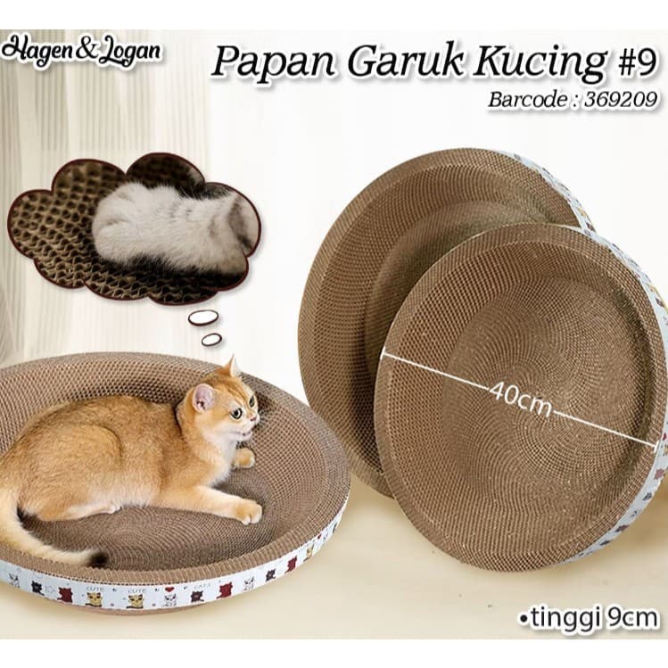 Papan Garuk Kucing #9 Tebal 40x9cm Bulat/Bundar/Mainan kucing — gambar 1