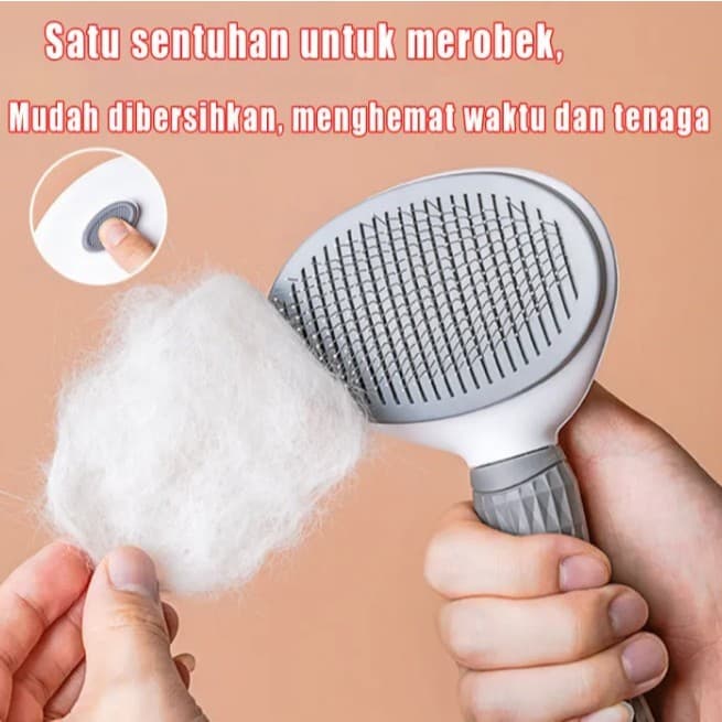 Sisir Abu Abu Slicker Automatic for Pet Cat Dog Rabbit — gambar 1