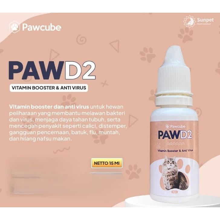 Paw D2 by Pawcube 15ml - Vitamin Booster & Anti Virus Hewan Kucing — gambar 1