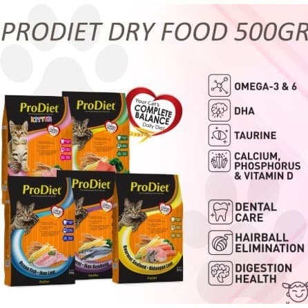 Pro Diet Dry Cat Food 500g for Kitten/Adult — gambar 1