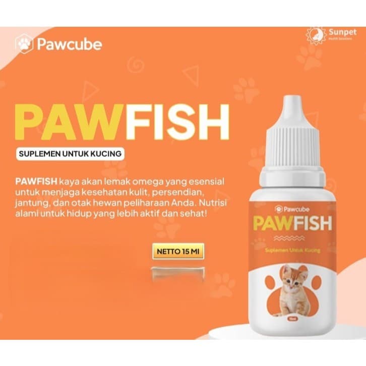 Pawfish by Pawcube 15ml Vitamin tetes hewan kucing Minyak Ikan — gambar 1