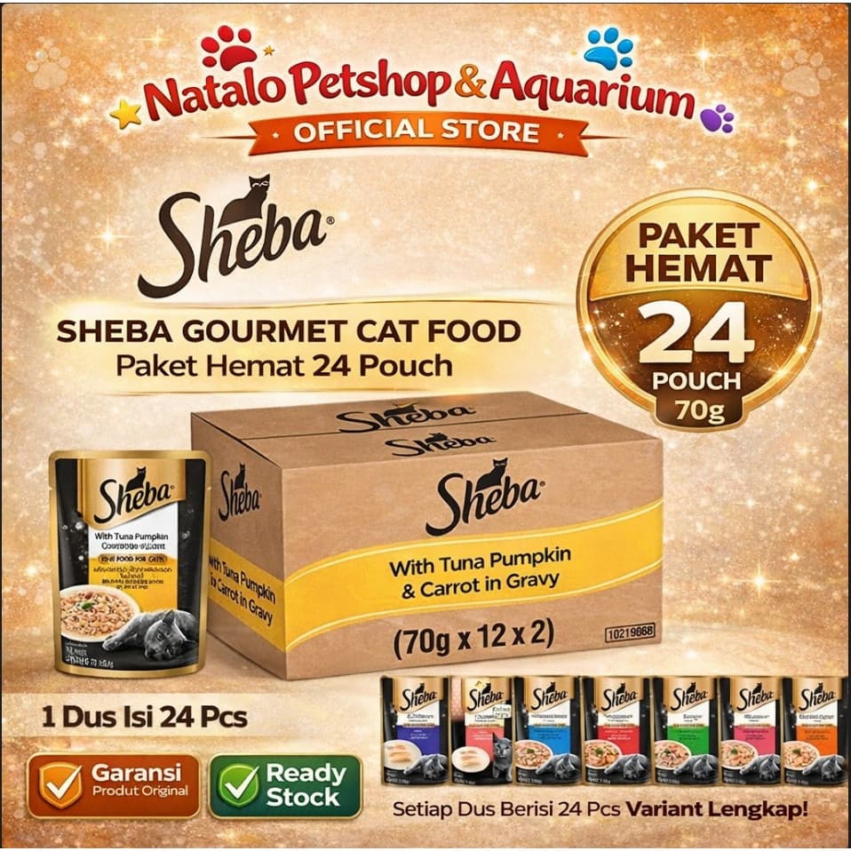 Sheba Pouch/Sachet 1 box isi 24pcs x 70g Cat Wet Food — gambar 1