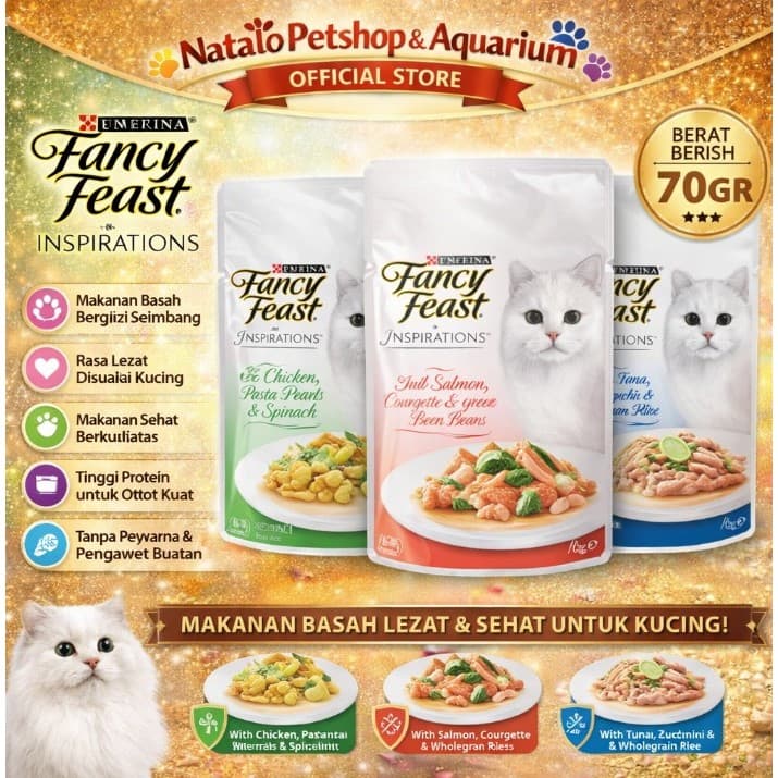 Fancy Feast Inspirations Pouch 70g Wet Cat Food Makanan Basah — gambar 1