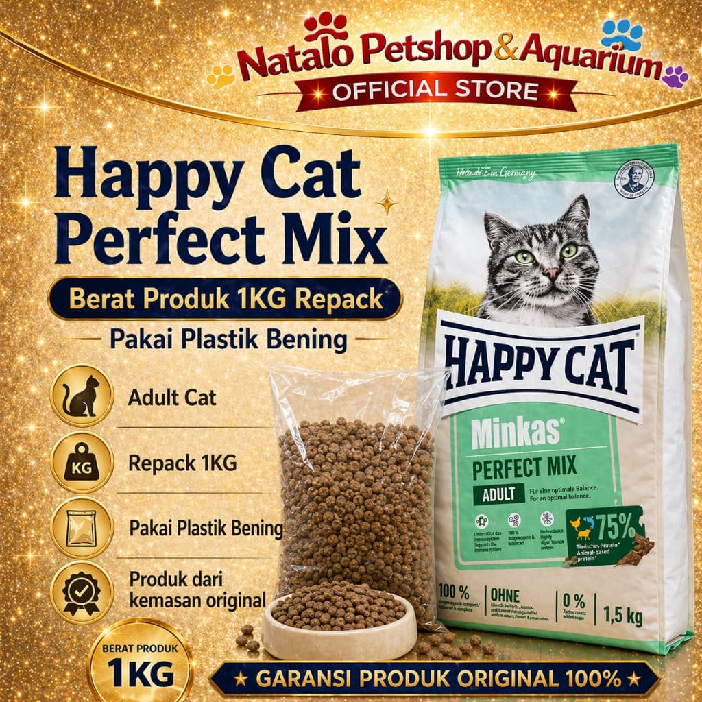 Happy Cat Minkas Perfect Mix Cat Food 1kg Repack — gambar 1