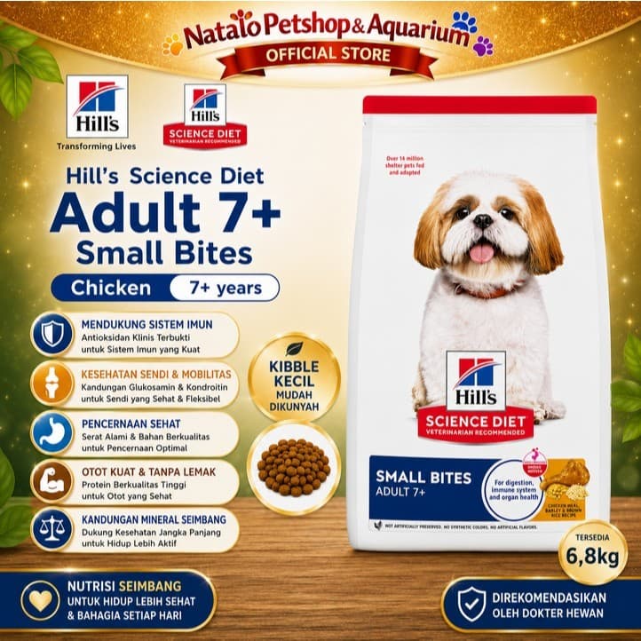Science Diet Adult 7+ Small Bites 6.8Kg Senior Dog Food Makanan Anjing