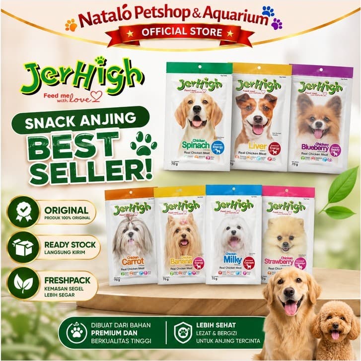 Jerhigh 70Gr / Snack Anjing / Real Chicken Meat / Jajanan / Cemilan Makanan - gambar 1