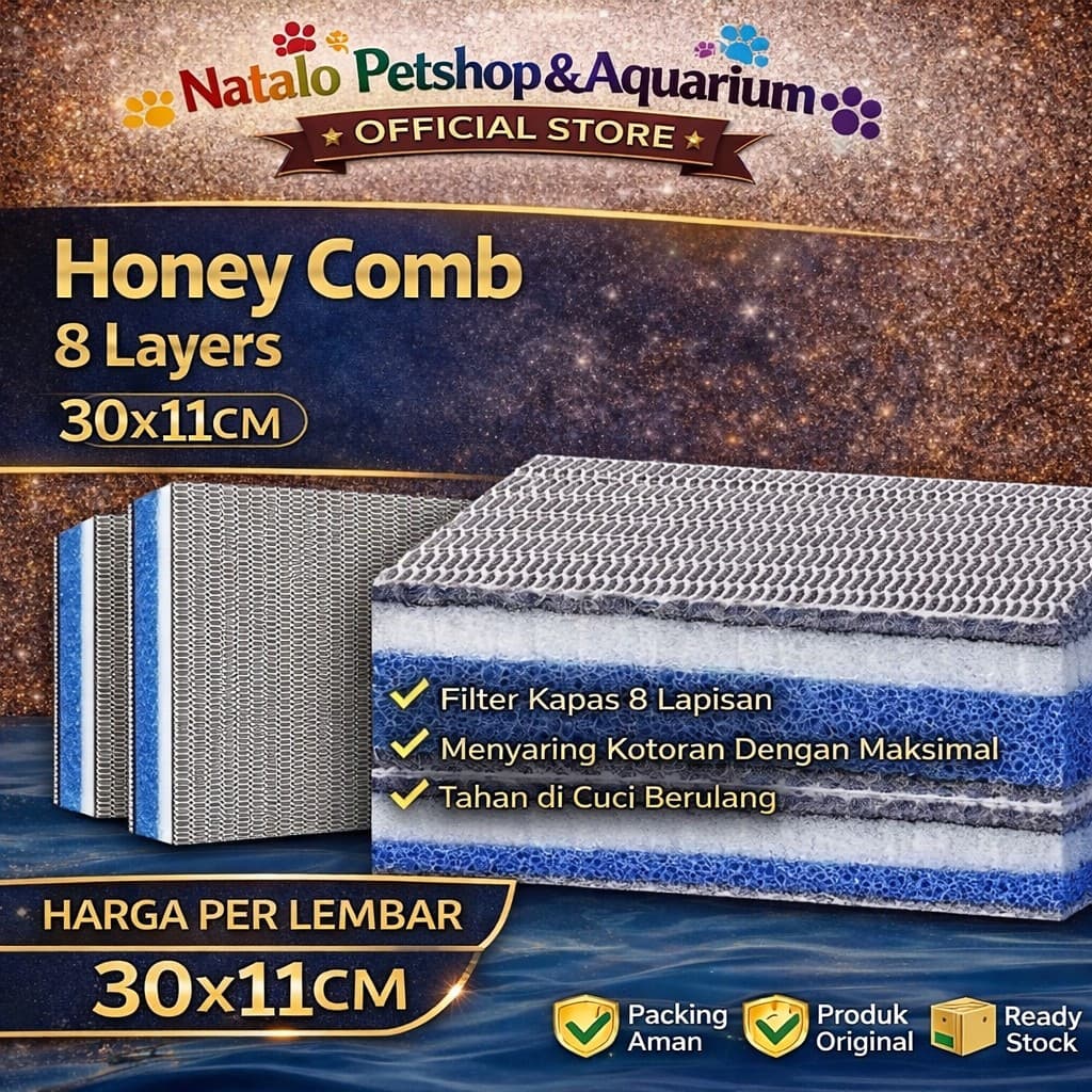 Busa Kapas Filter Aquarium Kolam 8D 30x11x2 CM Import Tahan Lama - gambar 1
