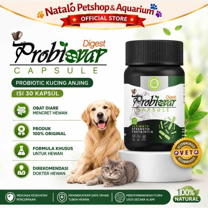 PROBIOVAR Digest Capsul isi 30 Obat Diare Hewan Kucing Anjing Kelinci - gambar 1