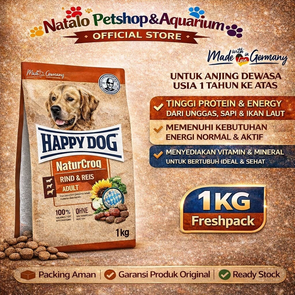 Happy Dog Naturcroq Beef & Rice 1kg — gambar 1