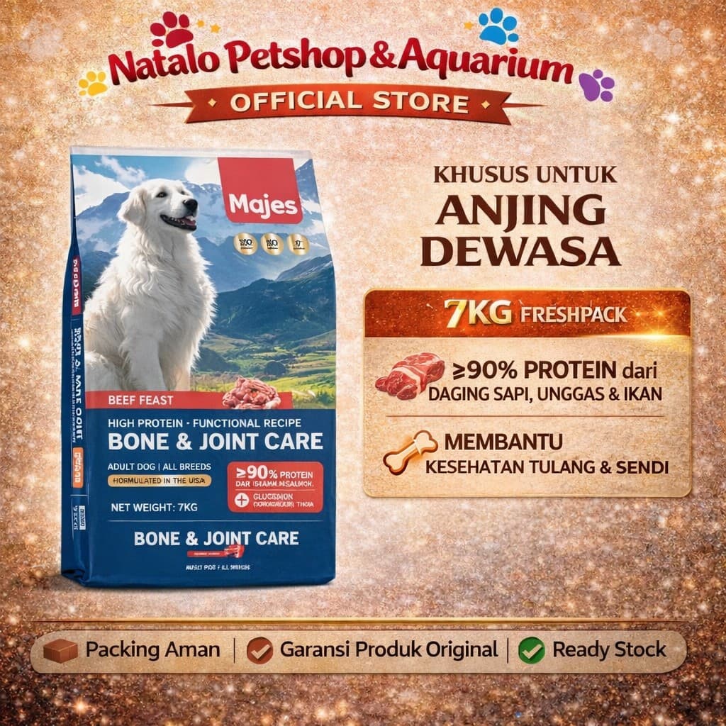 Majes High Protein Bone & Joint Care Beef Feast Adult Dog Food 7kg — gambar 1