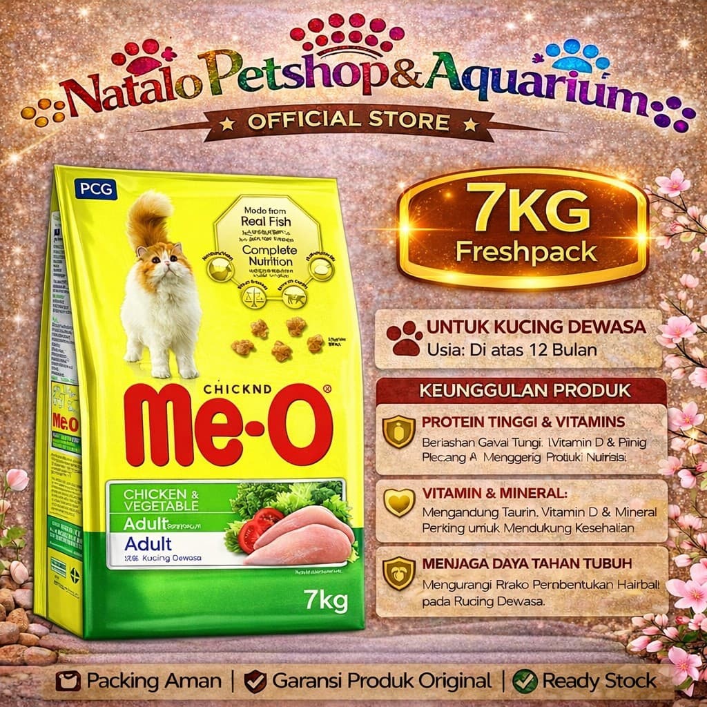 Me-O Adult Cat Food Chicken & Vegetable 7kg — gambar 1