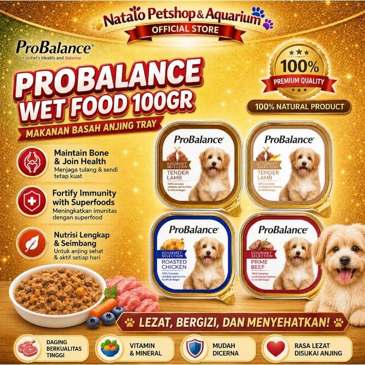 Probalance Tray 100g Wet Dog Food Makanan Basah Anjing Single Protein — gambar 1