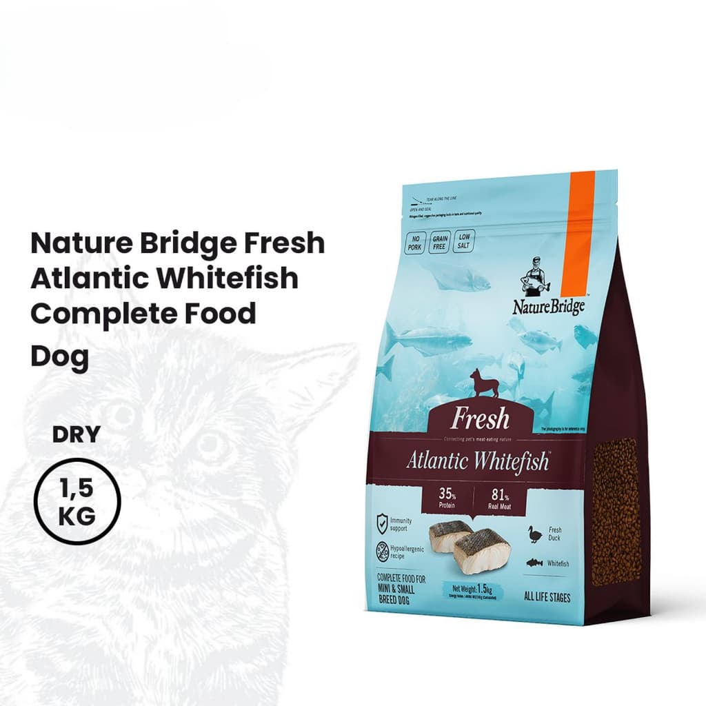 Nature Bridge Fresh Atlantic Whitefish 1.5kg All Life Stages Dog Food — gambar 1