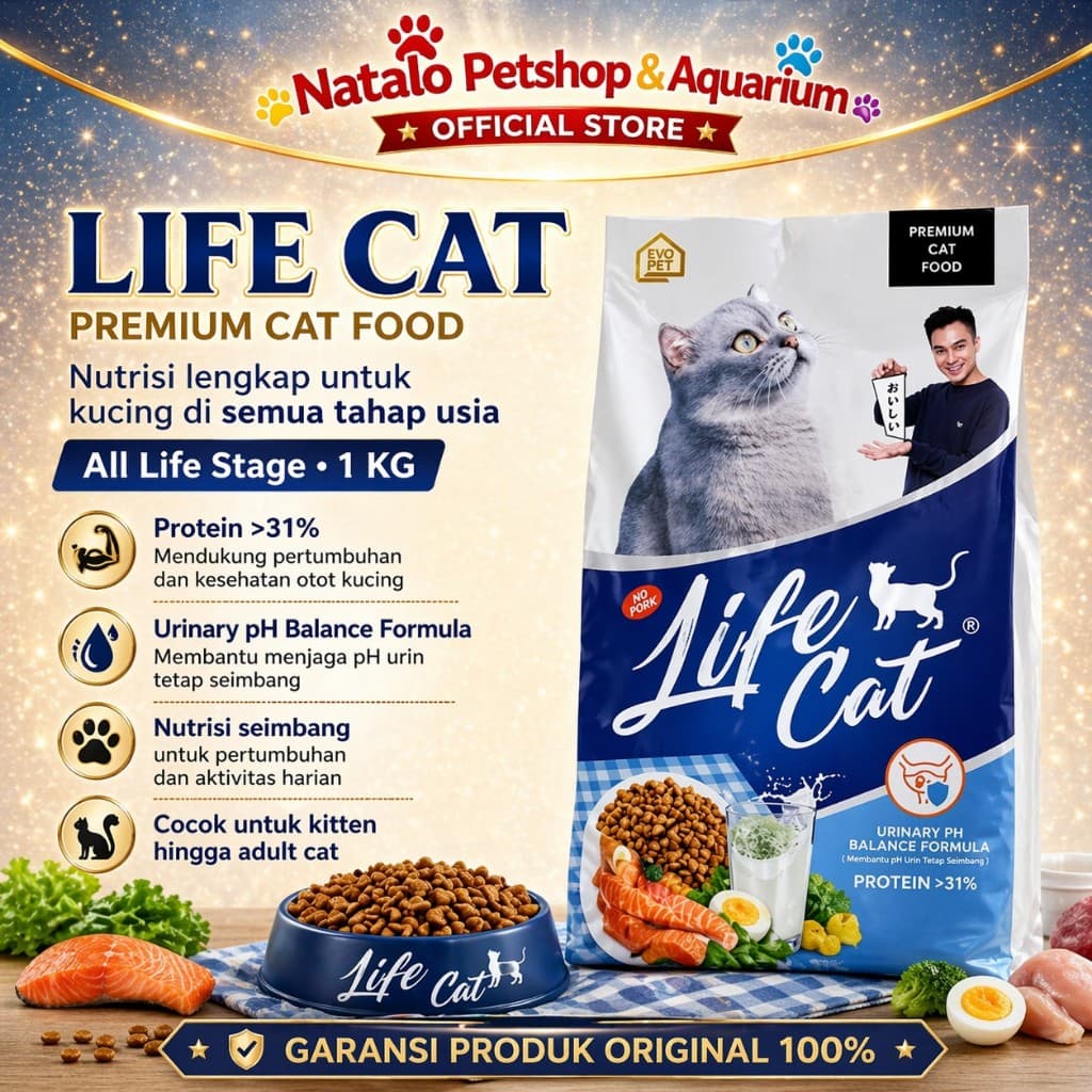 Life Cat Dry Premium Cat Food 1kg — gambar 1