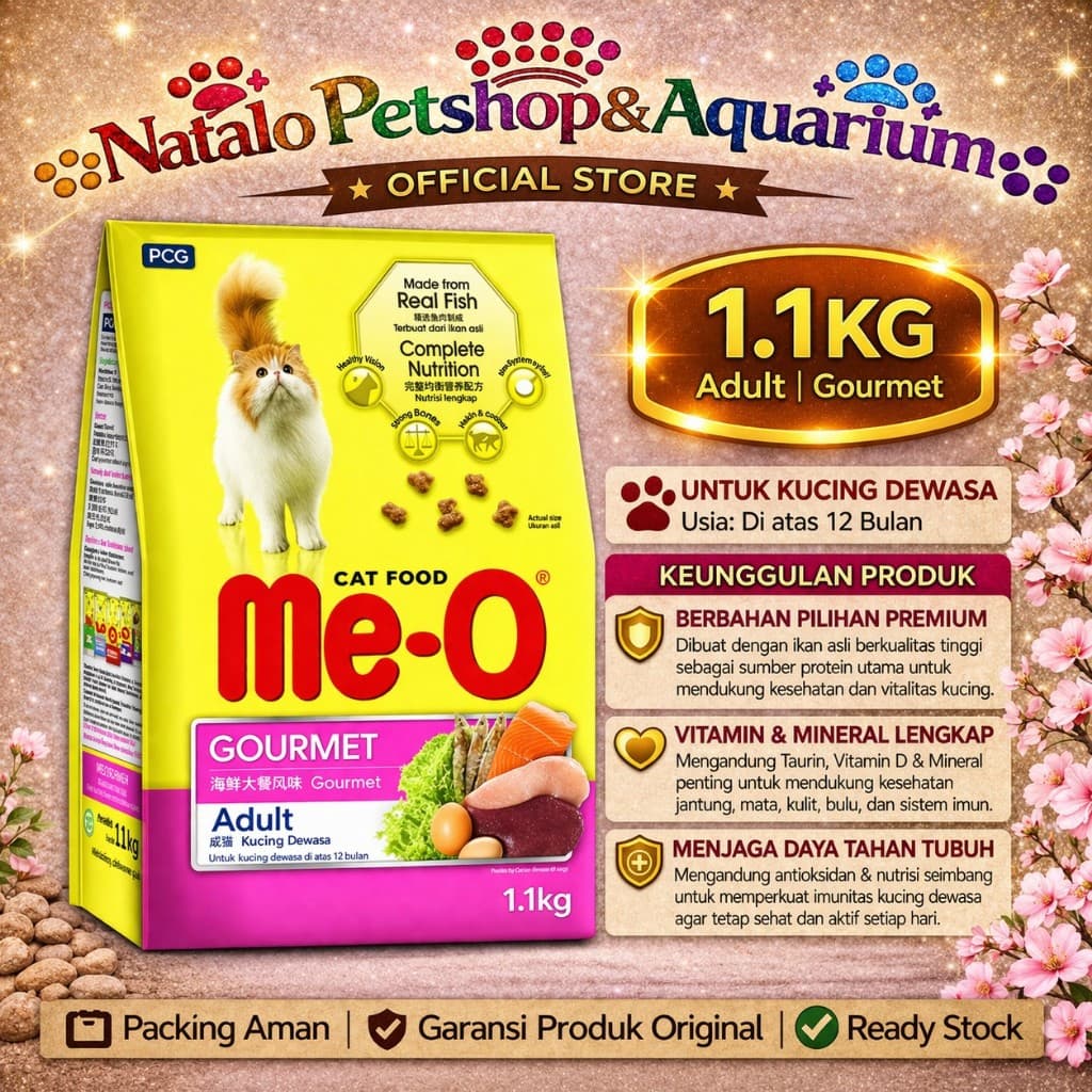 Me-O Adult Cat Food Gourmet 1.1kg — gambar 1