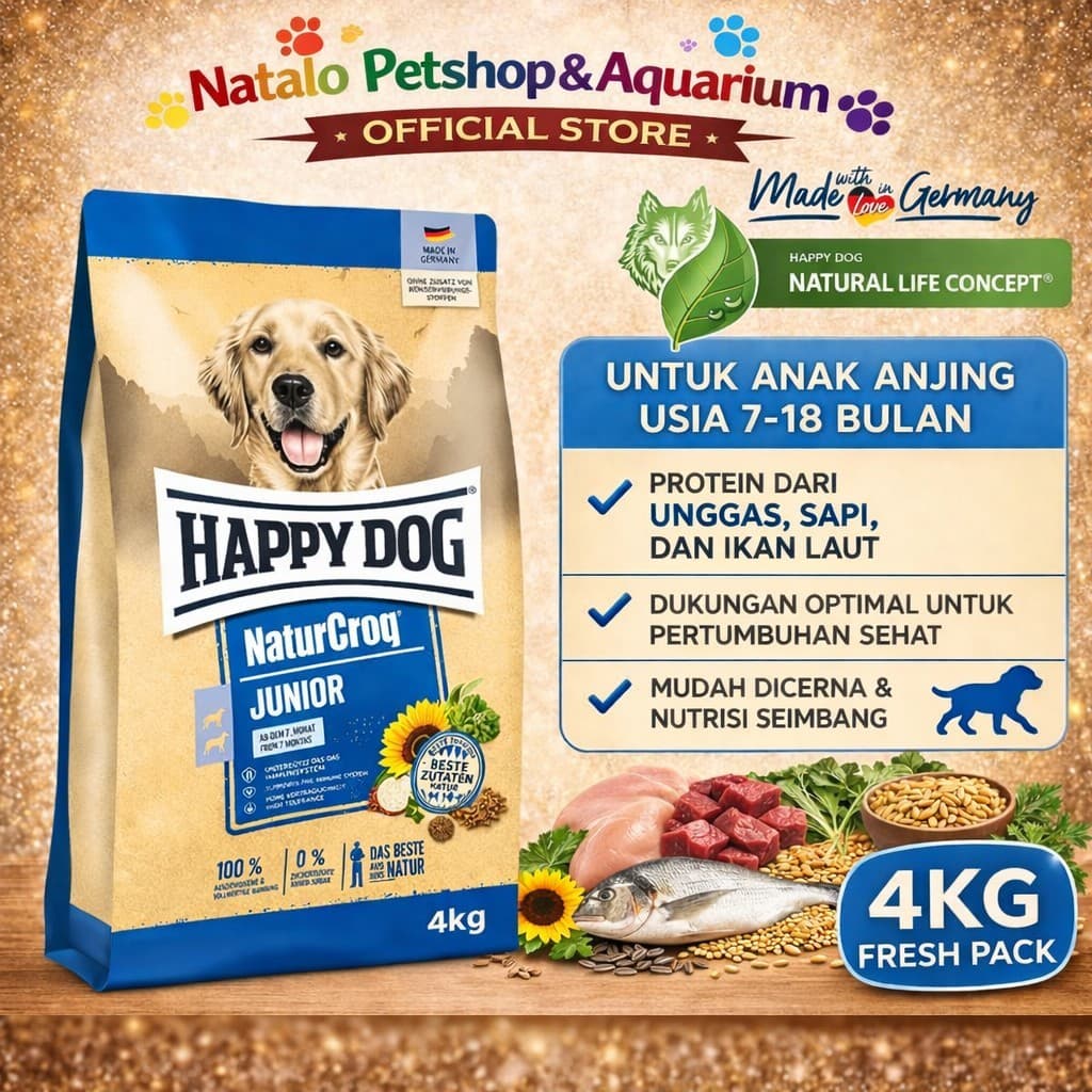 Happy Dog Naturcroq Junior 4kg — gambar 1