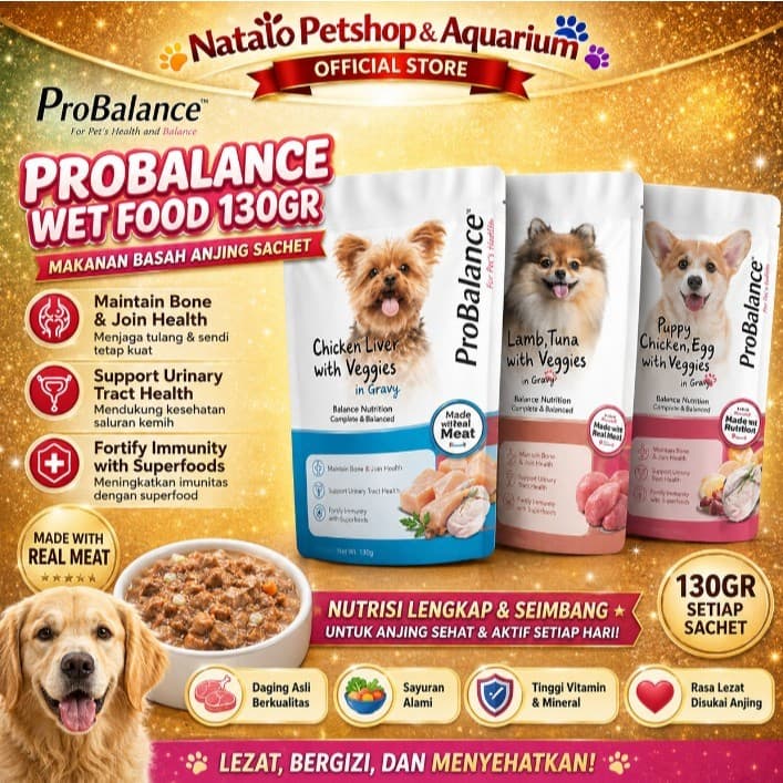 ProBalance Pouch 130g Makanan Basah Anjing Saset/Sachet in Gravy — gambar 1