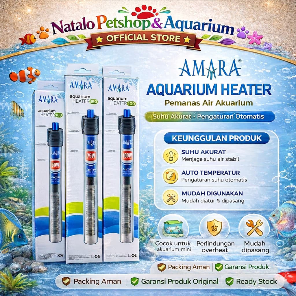 Amara Aquarium Heater 50 75 100W — gambar 1