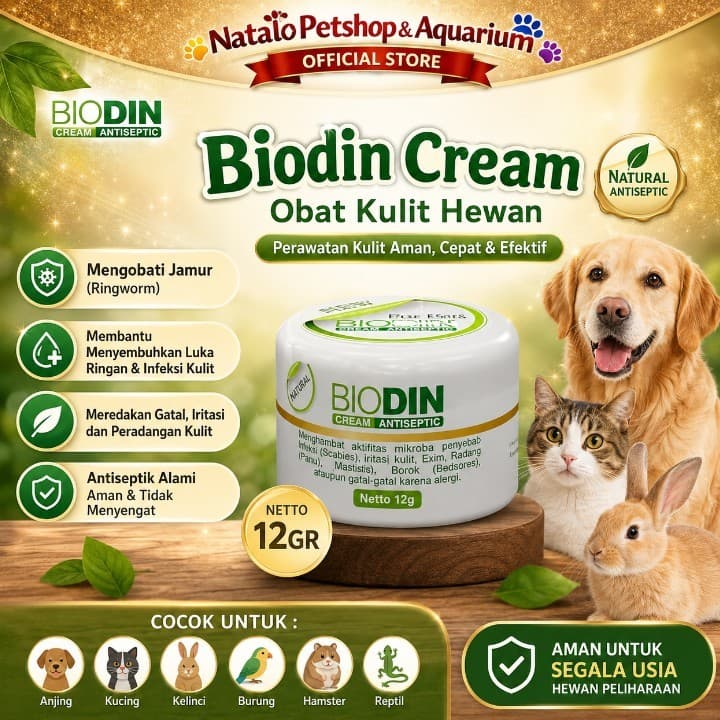 Biodin Cream 12g Antiseptic/Kucing/Anjing/Obat Luka/Gatal — gambar 1