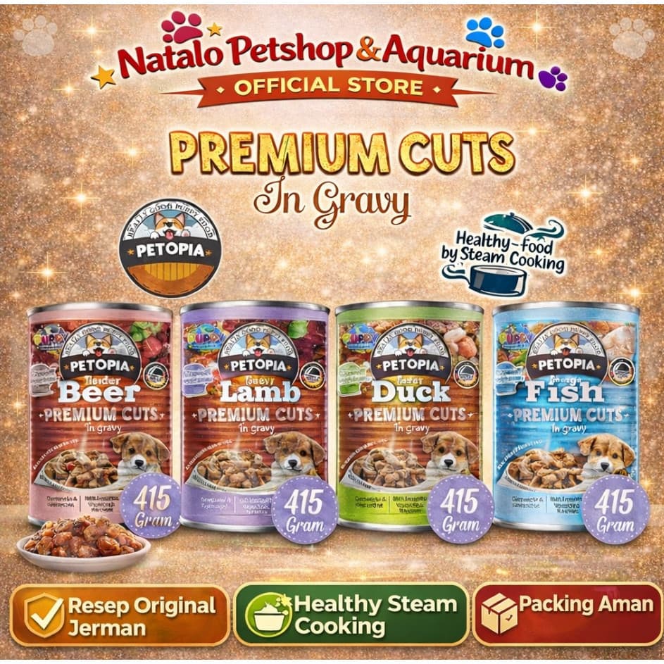 Petopia Puppy 415g Makanan Kaleng Anak Anjing Premium Cuts Gravy — gambar 1