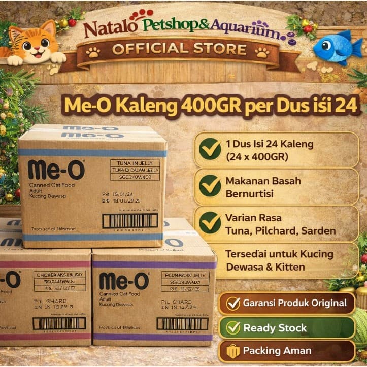 Me-O Kaleng 400g Per Dus/Box Isi 24 — gambar 1