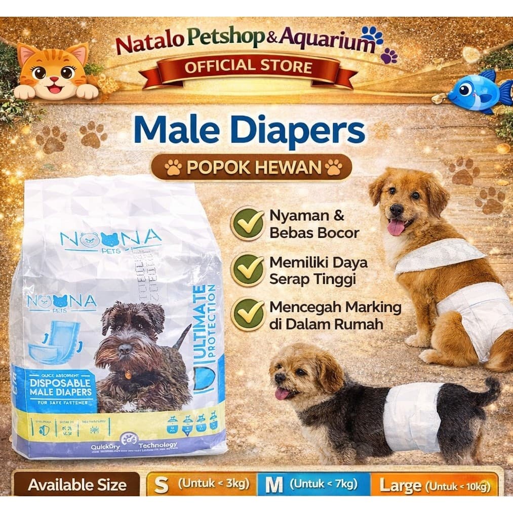 Male Diapers Popok Pampers Anjing Jantan (Lingkar Perut) Hewan — gambar 1