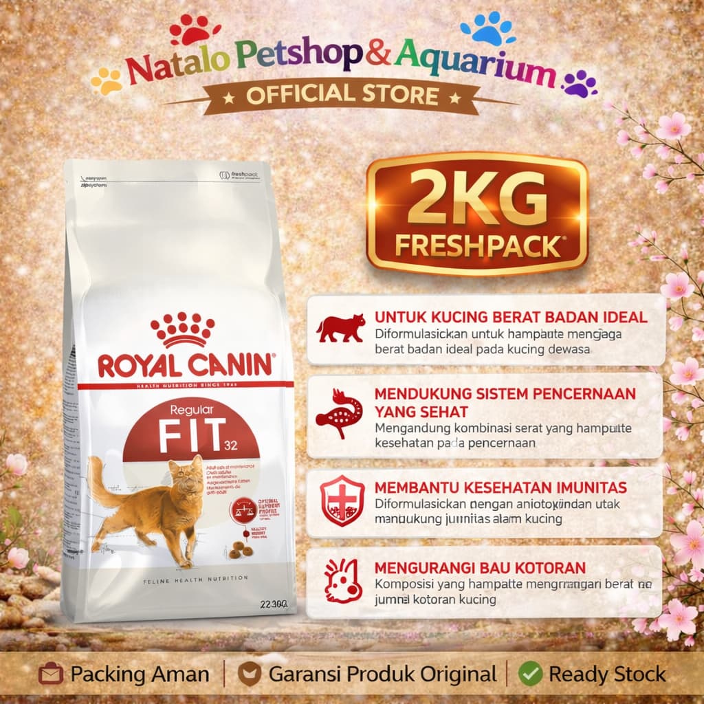 Royal Canin Fit 32 2KG Makanan Kucing Dewasa Sehat Pelet Dry Cat Food - gambar 1