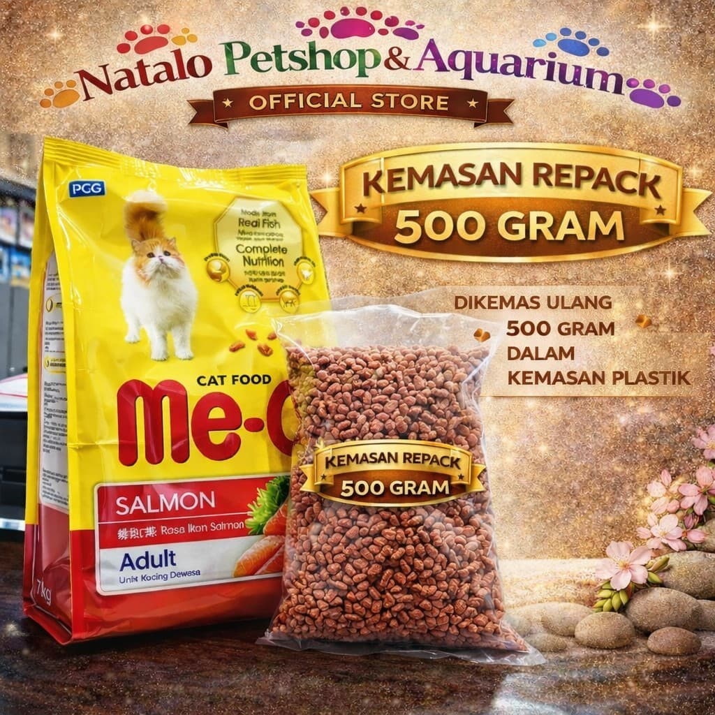 Me-O Salmon 500g Repack Adult Cat Food Makanan Kucing Meo ME O — gambar 1